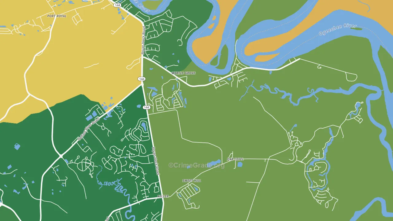 Myrtle Grove, GA Map of Burglary Rates