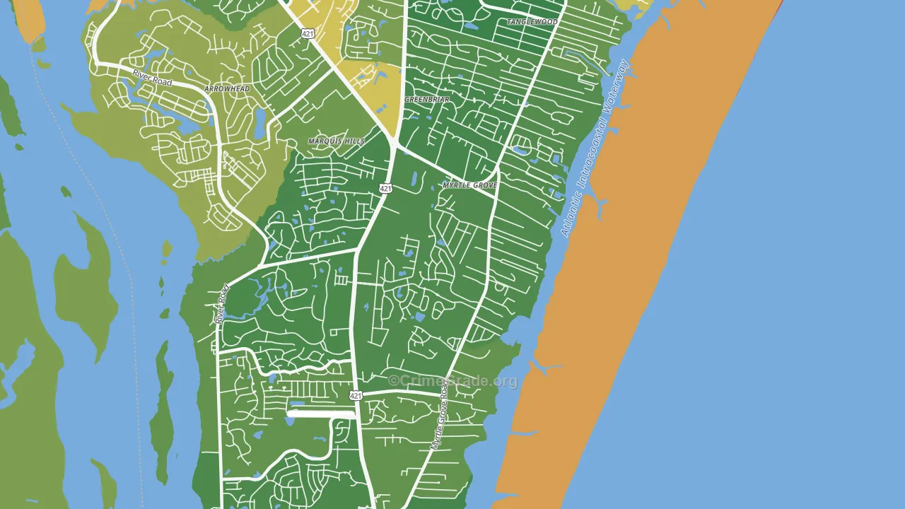 Myrtle Grove, NC Map of Burglary Rates