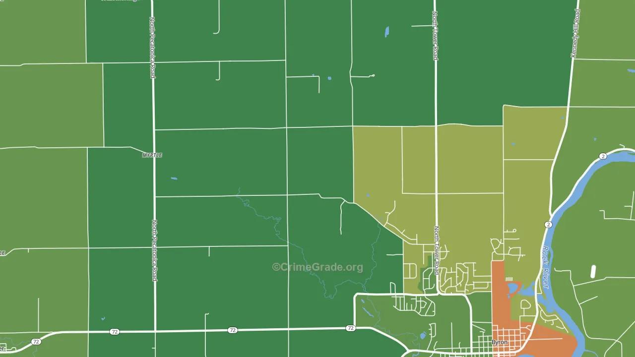 Myrtle, IL Map of Burglary Rates
