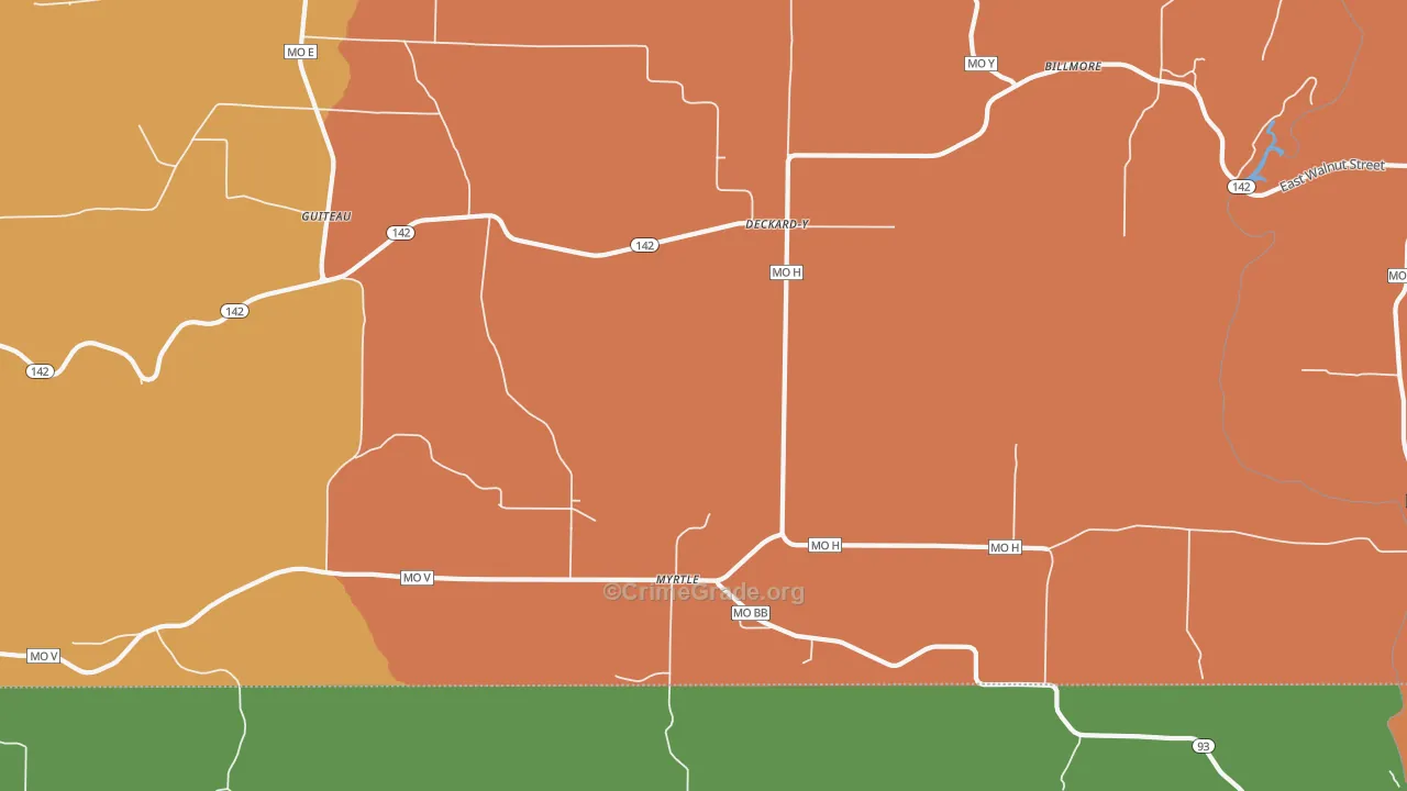 Myrtle, MO Map of Burglary Rates