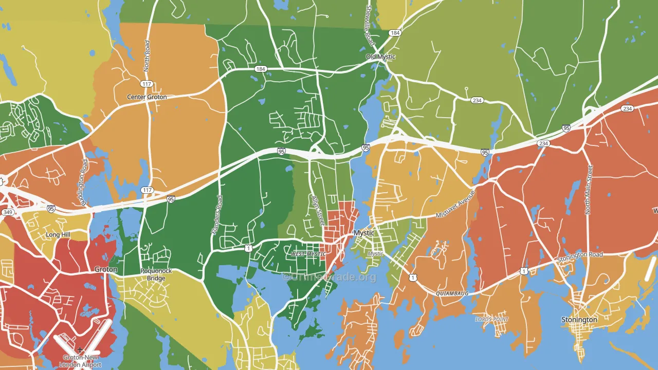 Mystic, CT Map of Burglary Rates