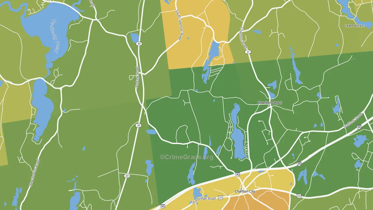 Mystic Grove, MA Map of Burglary Rates