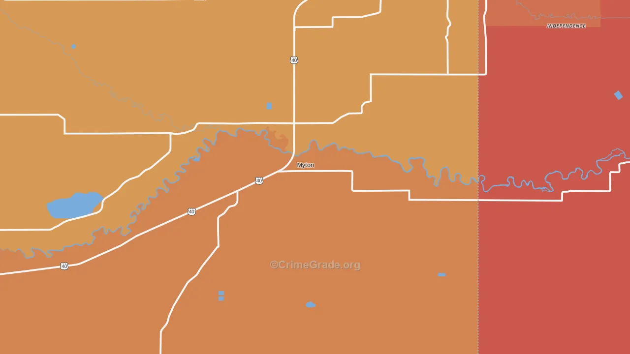 Myton, UT Map of Burglary Rates