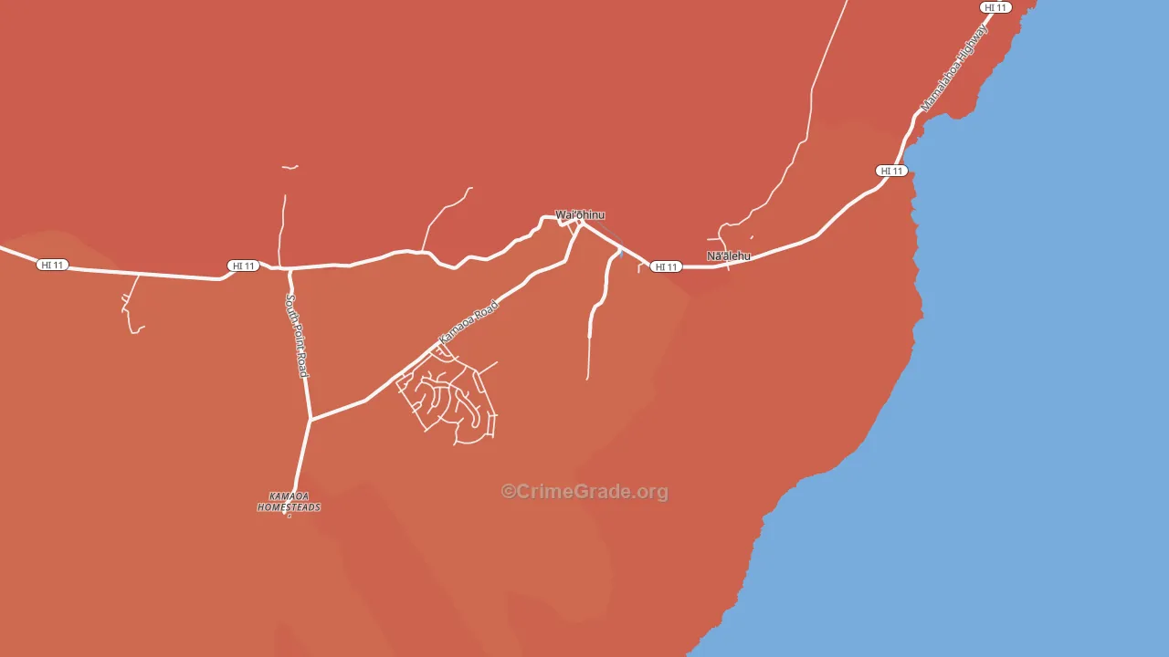 Naalehu, HI Map of Burglary Rates