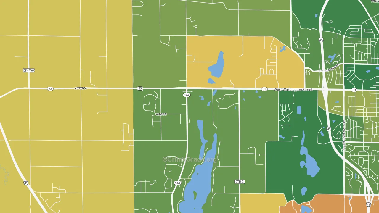 Nabob, WI Map of Burglary Rates