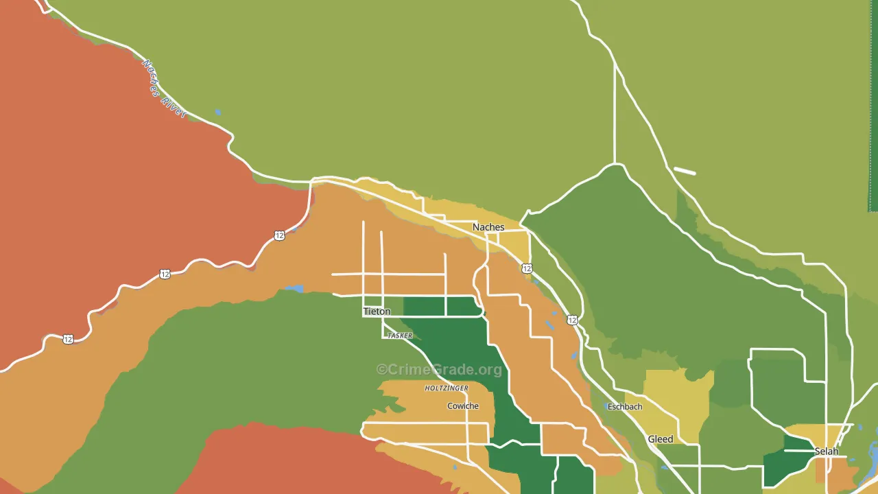 Naches, WA Map of Burglary Rates