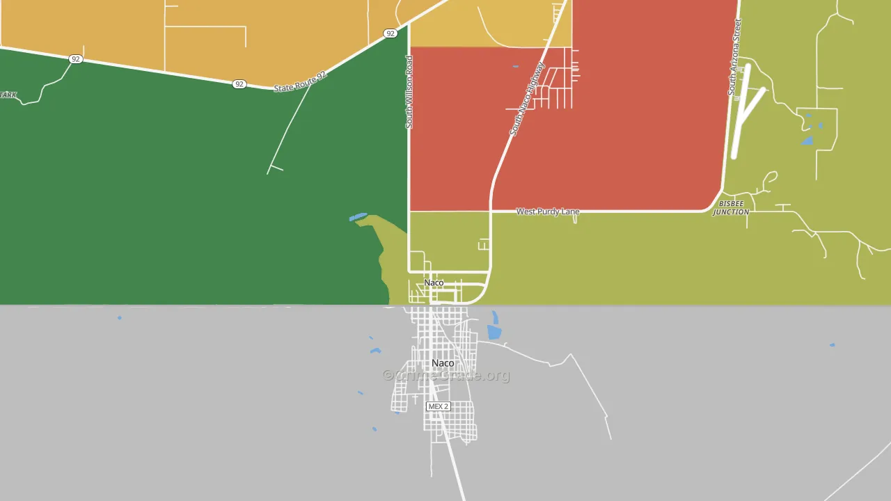 Naco, AZ Map of Burglary Rates