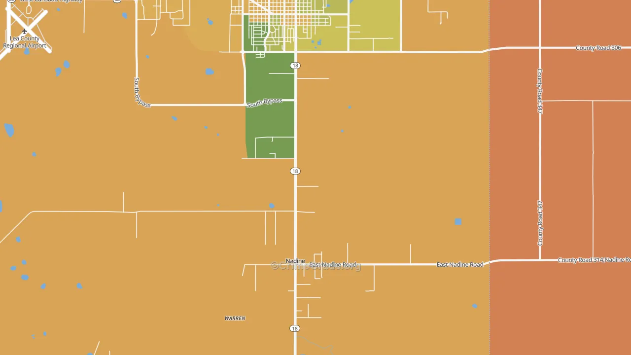 Nadine, NM Map of Burglary Rates