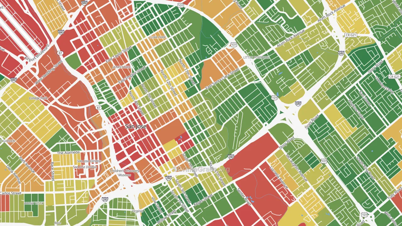 Naglee Park, San Jose, CA Map of Burglary Rates