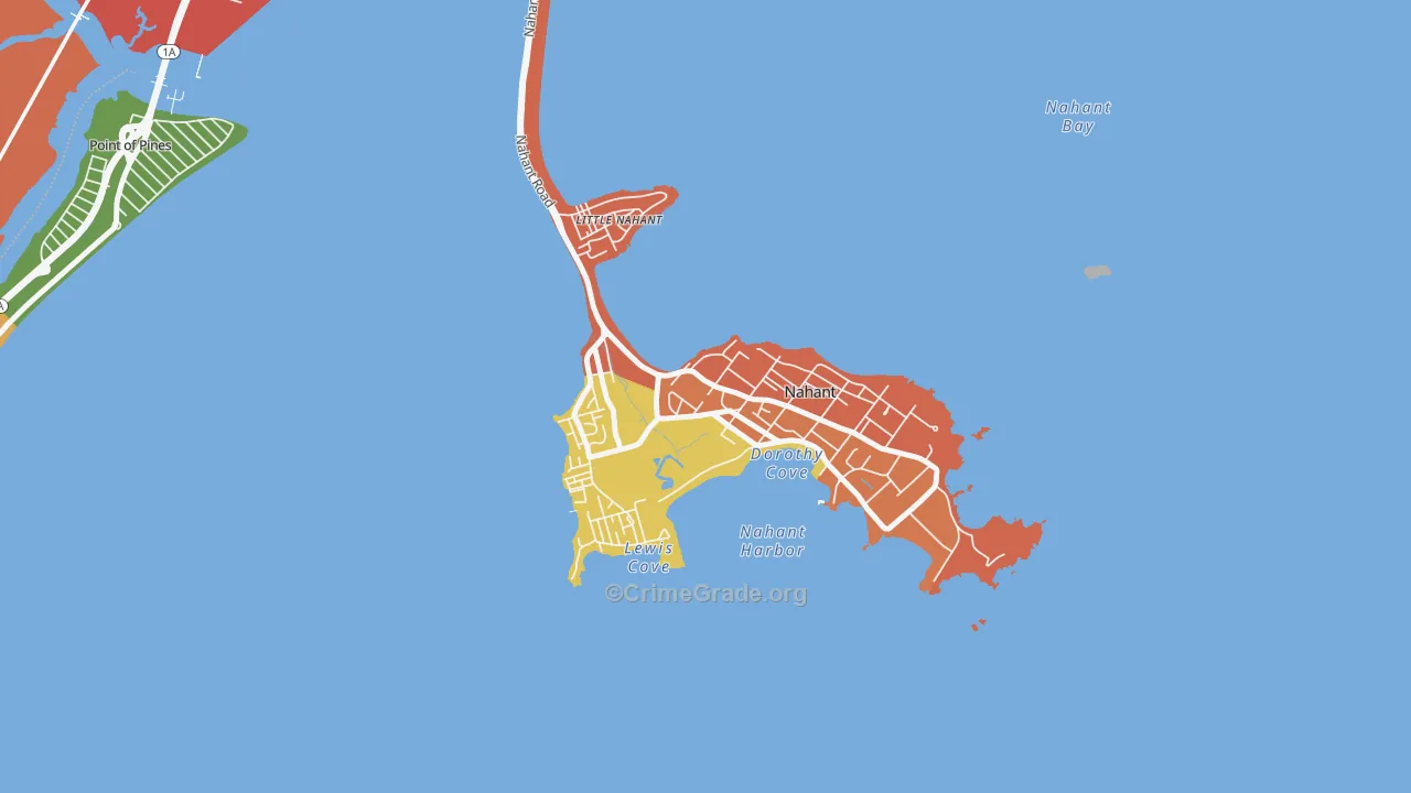 Nahant, MA Map of Burglary Rates