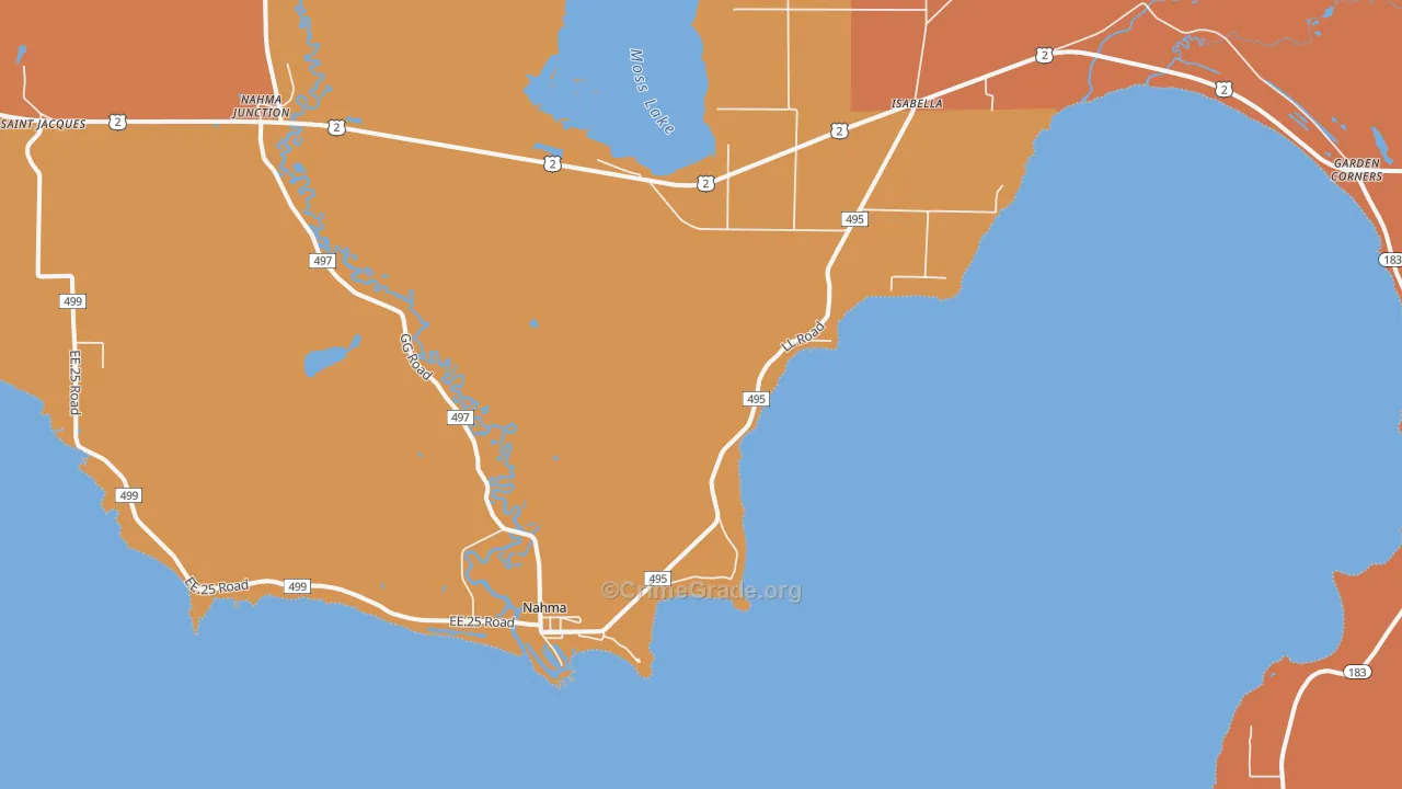 Nahma, MI Map of Burglary Rates