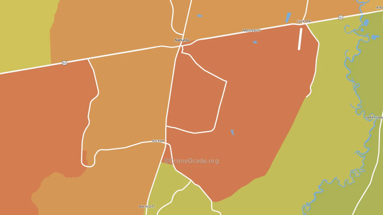 Nahunta, GA Map of Burglary Rates