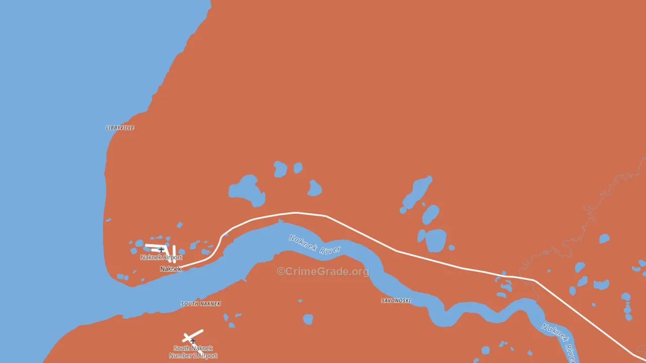 Naknek, AK Map of Burglary Rates