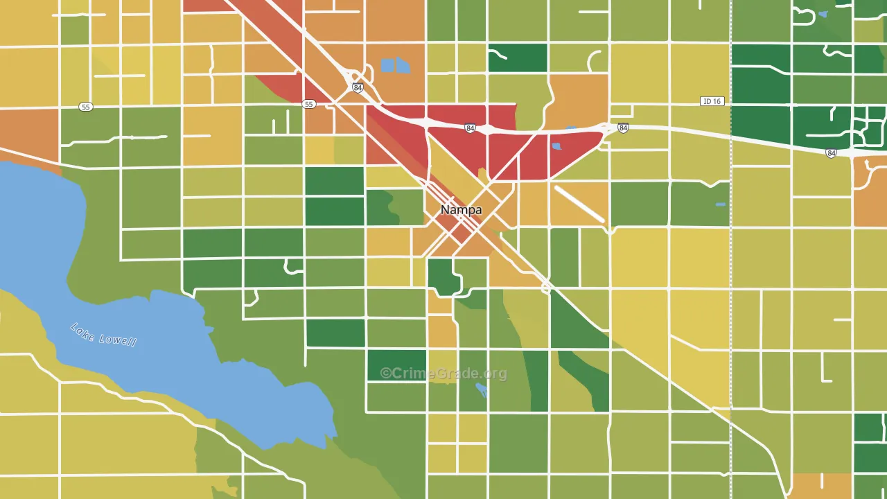 Nampa, ID Map of Burglary Rates