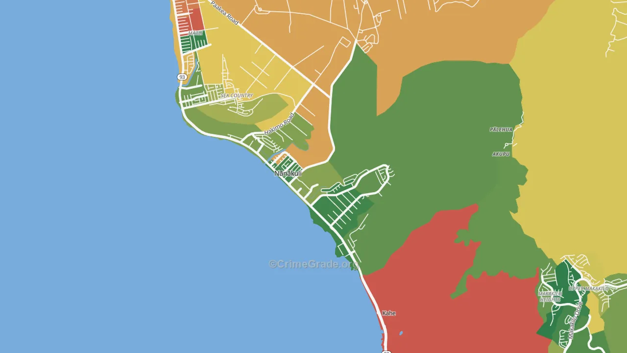 Nanakuli, HI Map of Burglary Rates