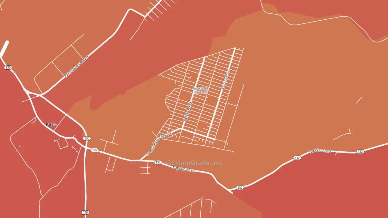 Nanawale Estates, HI Map of Burglary Rates