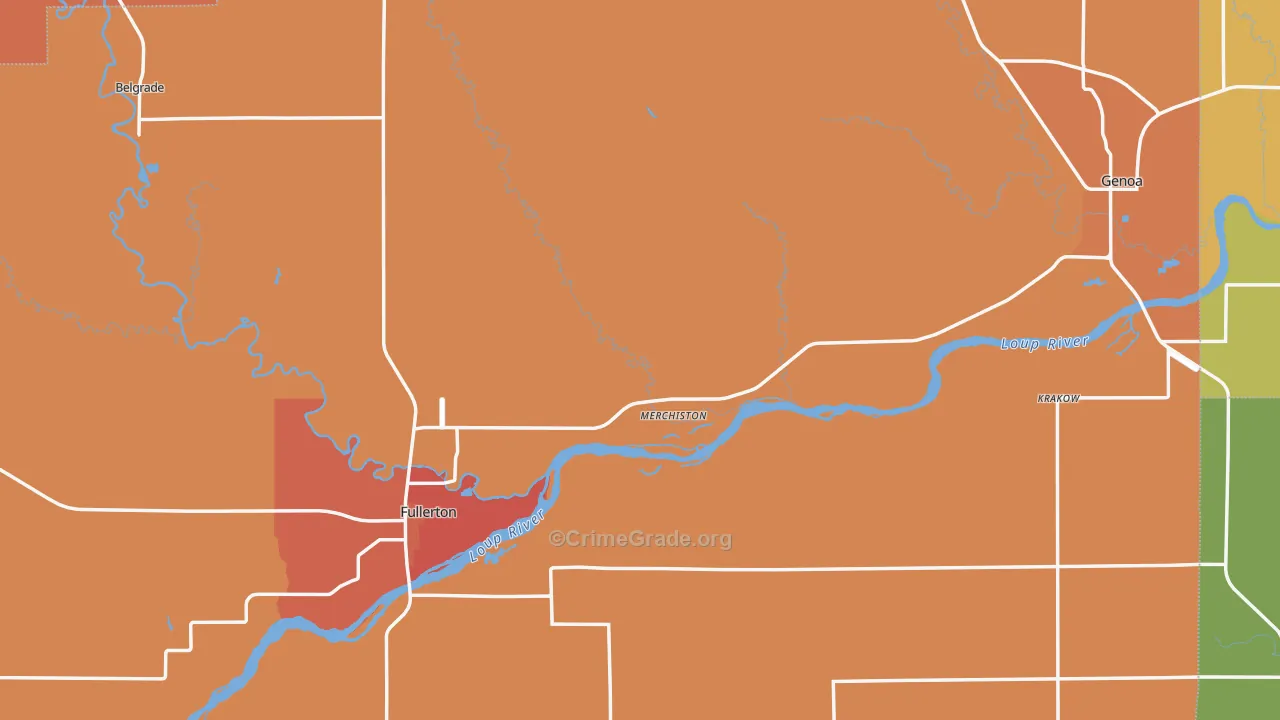 Nance County, NE Map of Burglary Rates