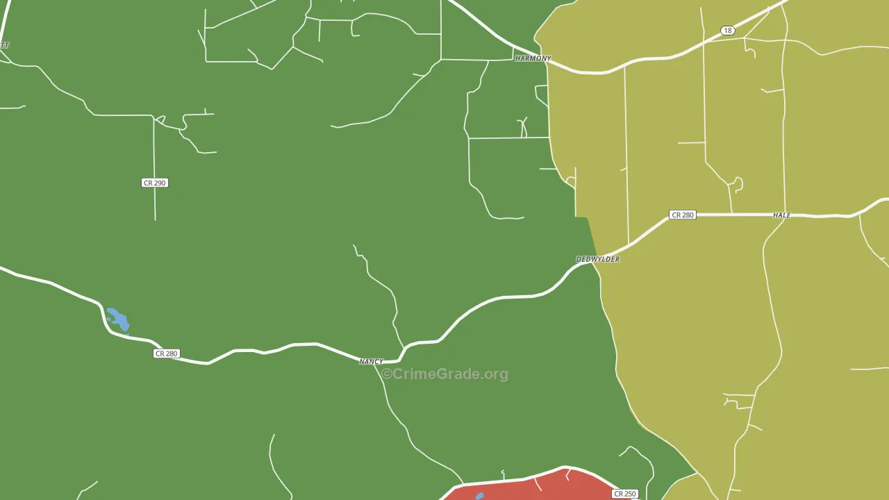 Nancy, MS Map of Burglary Rates