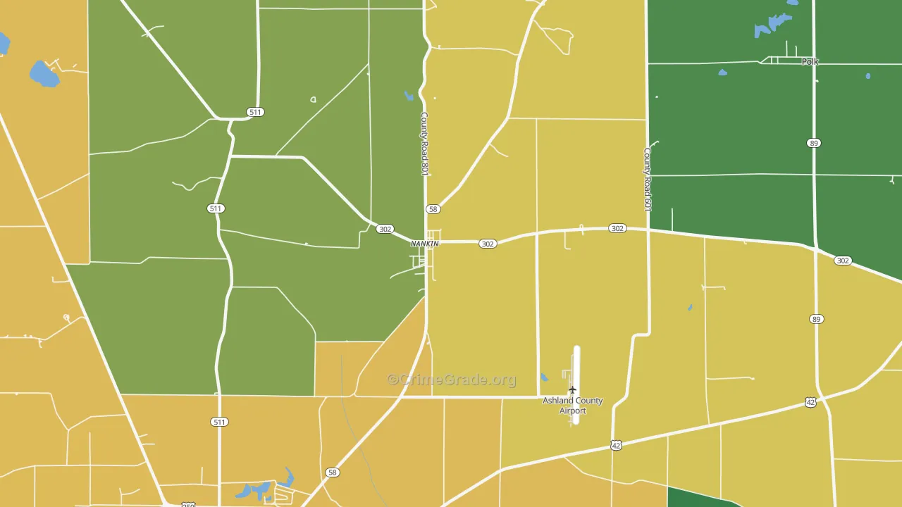 Nankin, OH Map of Burglary Rates