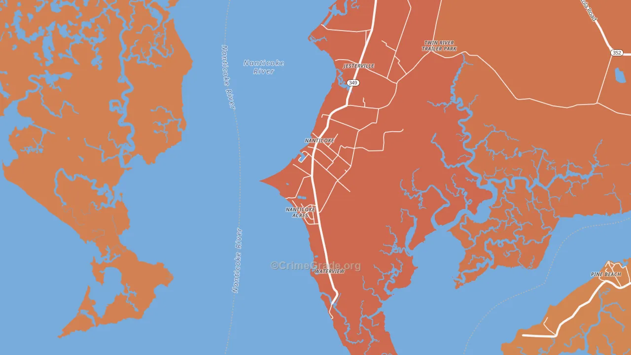 Nanticoke, MD Map of Burglary Rates