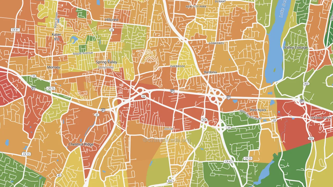 Nanuet, NY Map of Burglary Rates