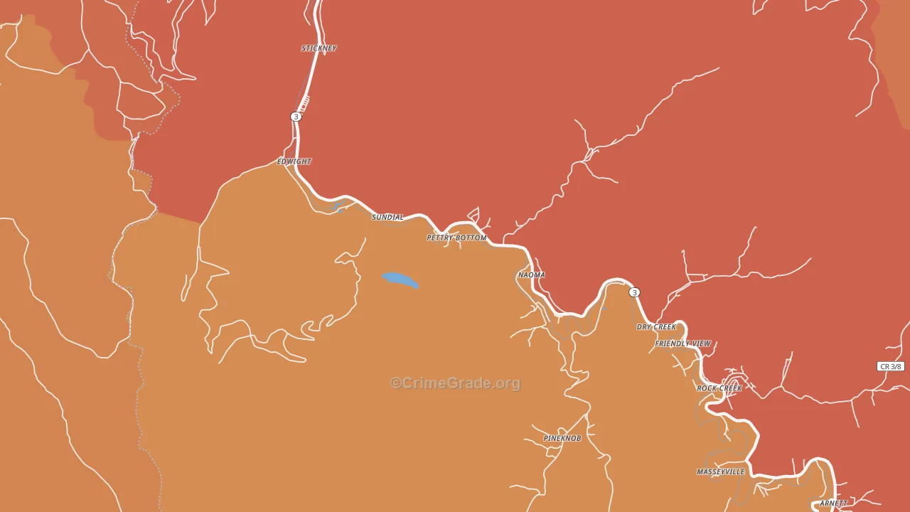 Naoma, WV Map of Burglary Rates