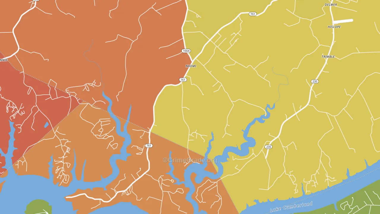 Naomi, KY Map of Burglary Rates