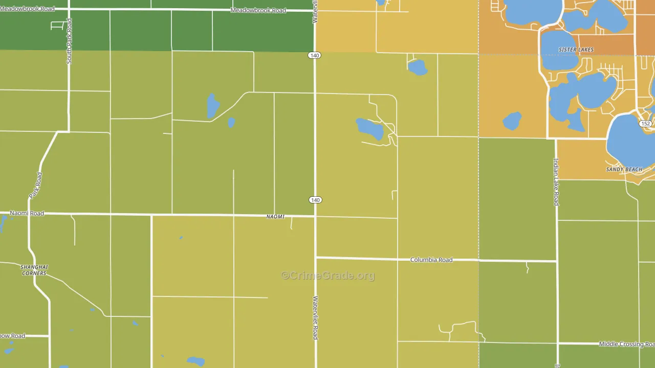Naomi, MI Map of Burglary Rates