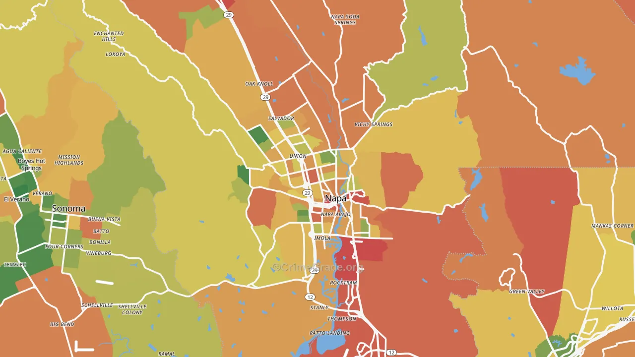 Napa, CA Map of Burglary Rates
