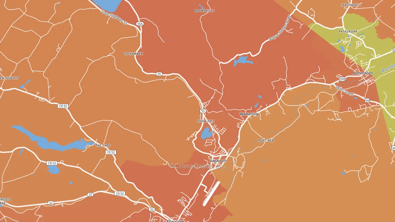 Napanoch, NY Map of Burglary Rates