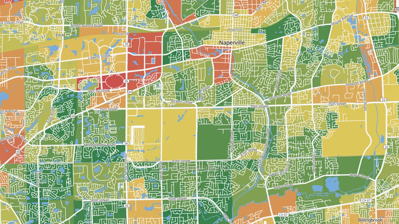 Naperville, IL Map of Burglary Rates