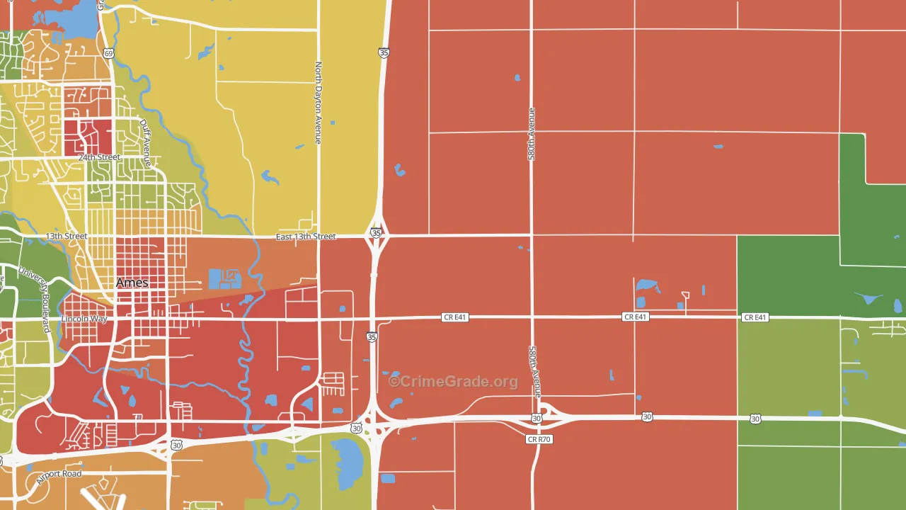 Napier, IA Map of Burglary Rates