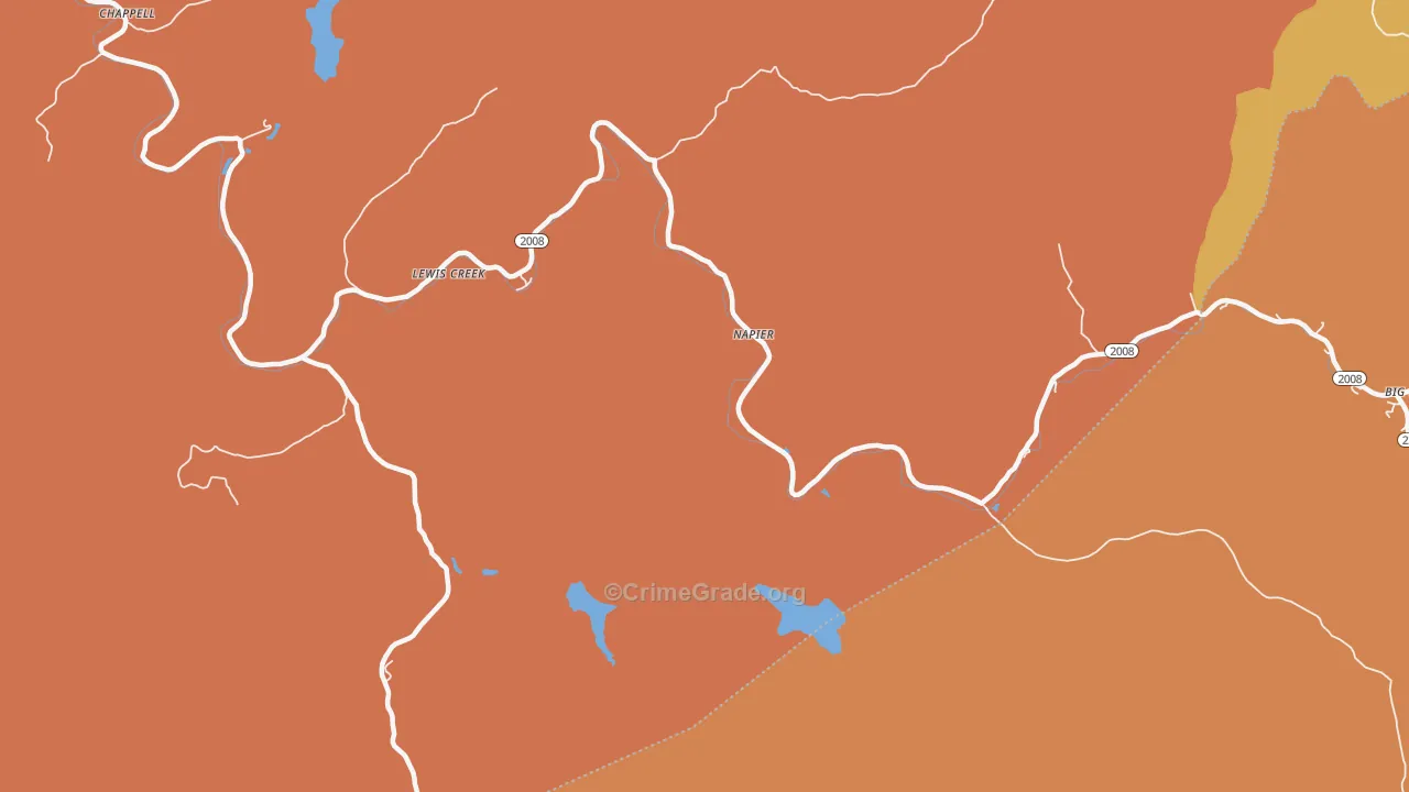Napier, KY Map of Burglary Rates