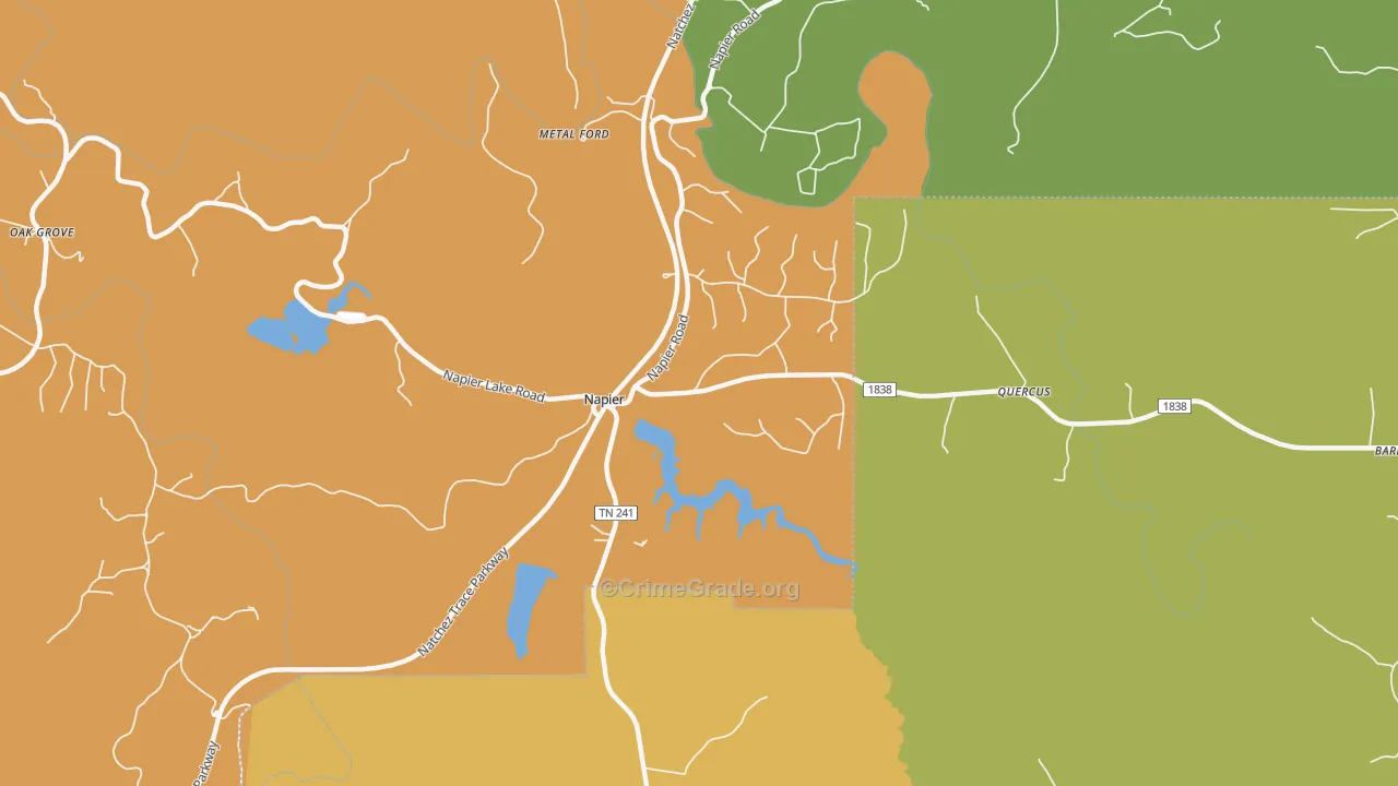 Napier, TN Map of Burglary Rates