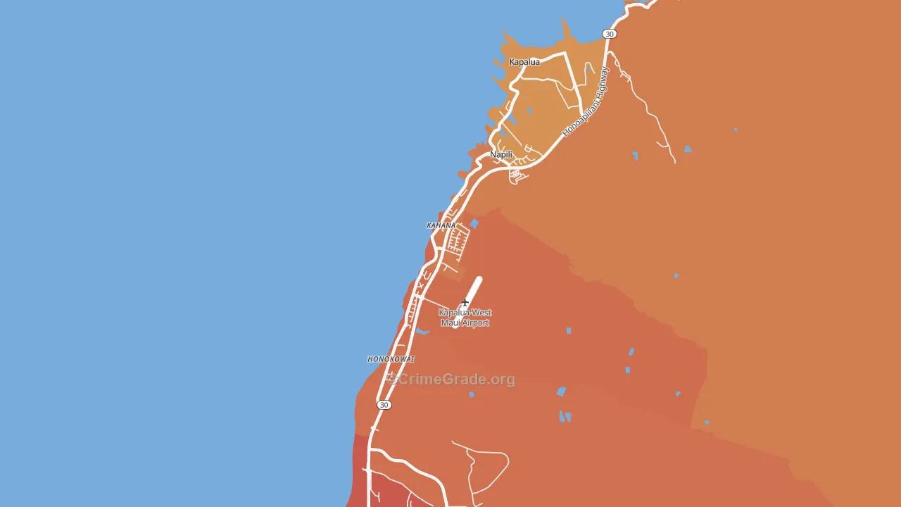 Napili-Honokowai, Lahaina, HI Map of Burglary Rates