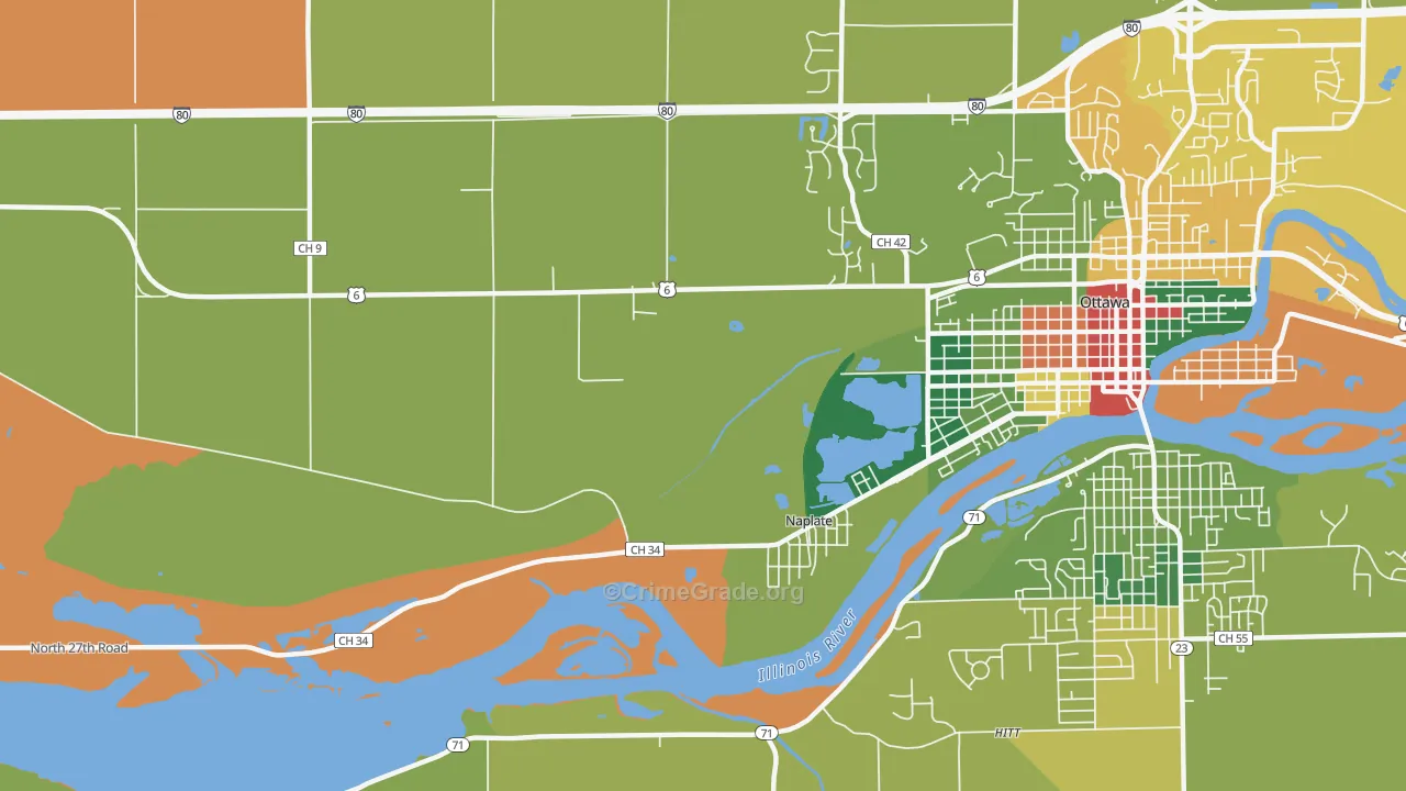 Naplate, IL Map of Burglary Rates