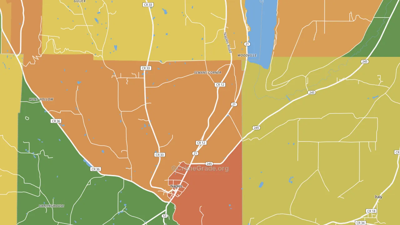 Naples, NY Map of Burglary Rates