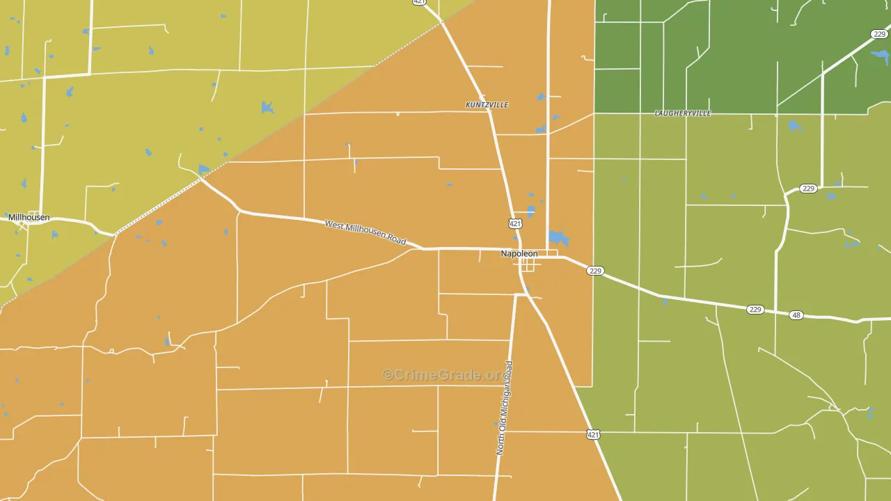 Napoleon, IN Map of Burglary Rates