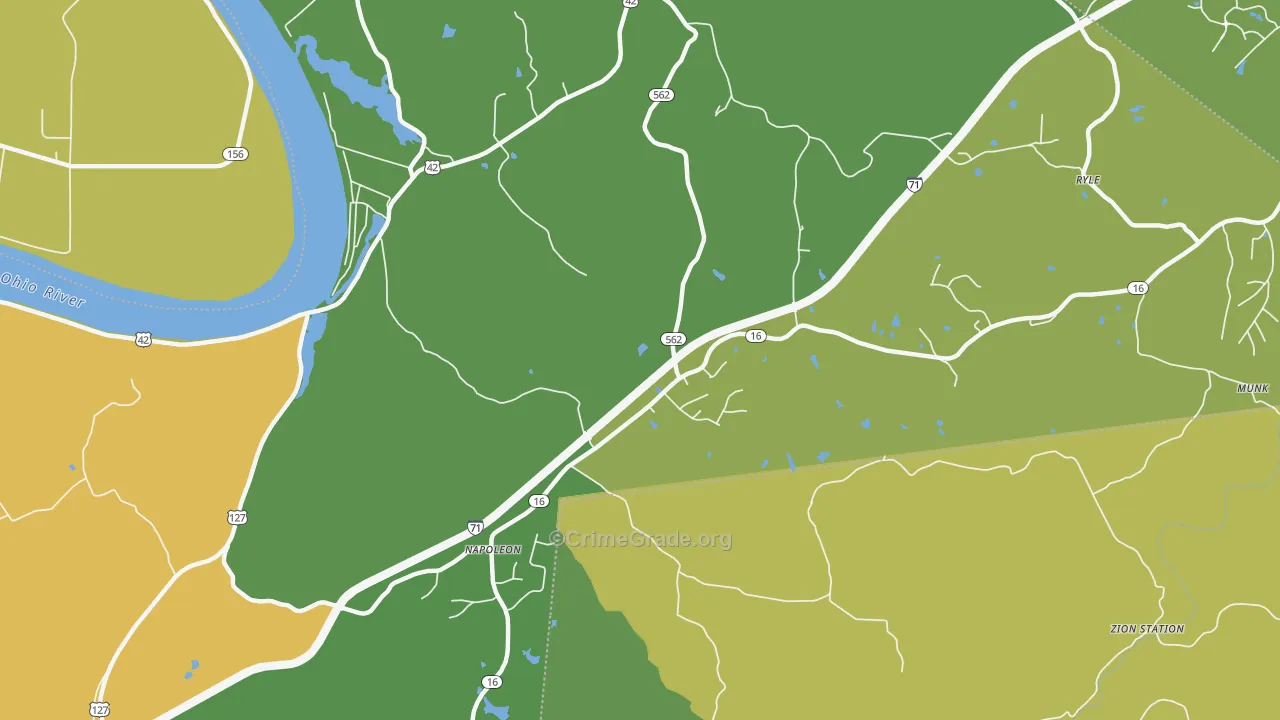 Napoleon, KY Map of Burglary Rates