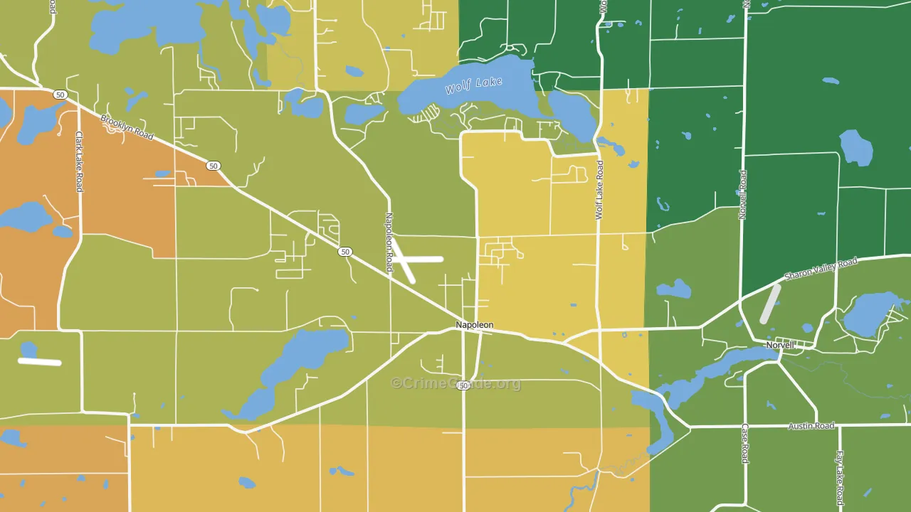 Napoleon, MI Map of Burglary Rates