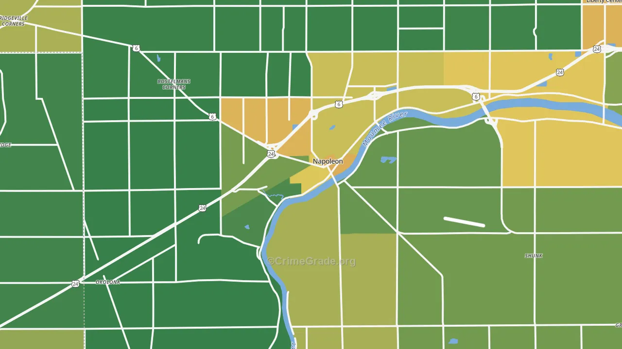 Napoleon, OH Map of Burglary Rates