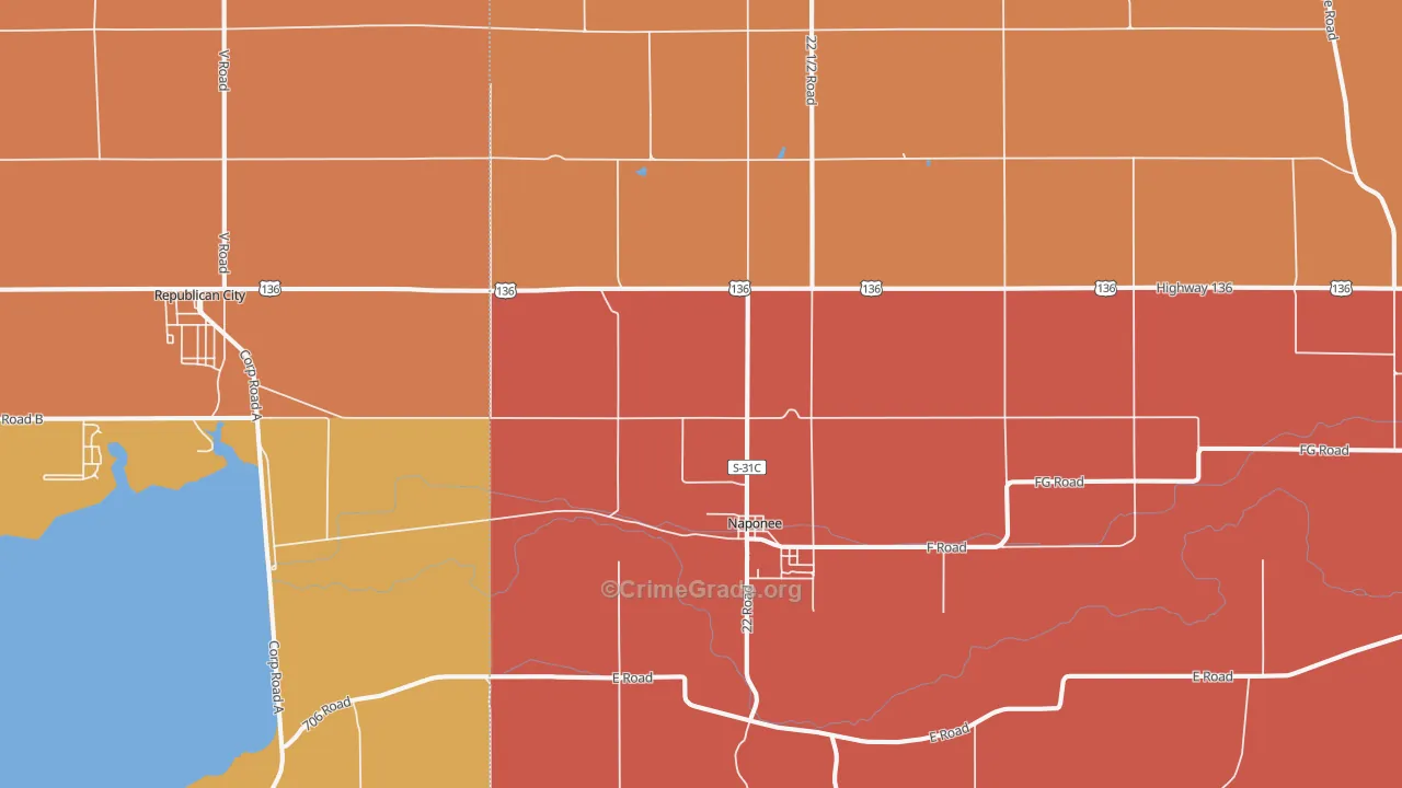 Naponee, NE Map of Burglary Rates