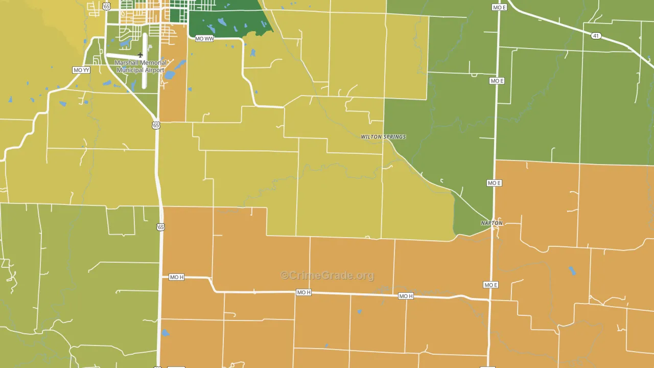 Napton, MO Map of Burglary Rates