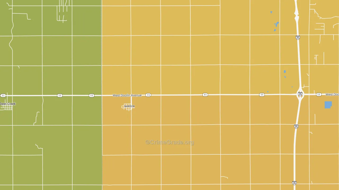 Nardin, OK Map of Burglary Rates