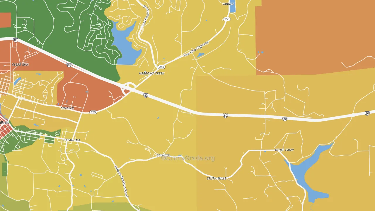 Narrows Creek, PA Map of Burglary Rates