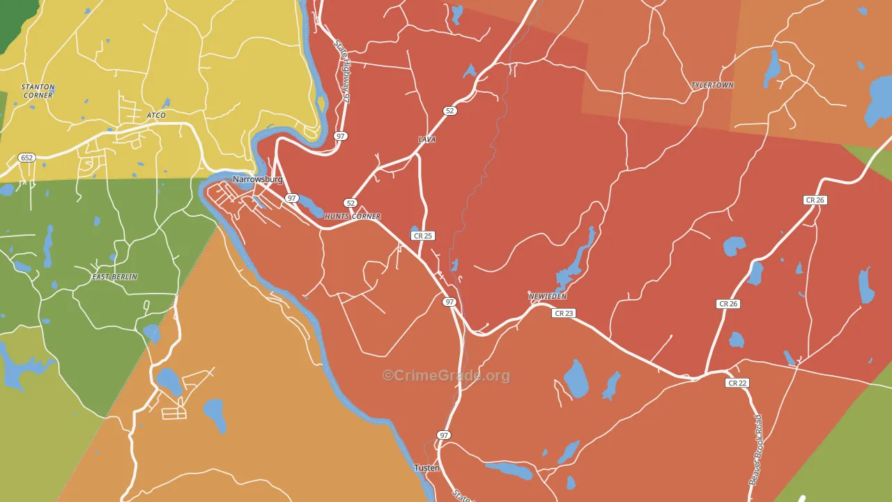 Narrowsburg, NY Map of Burglary Rates