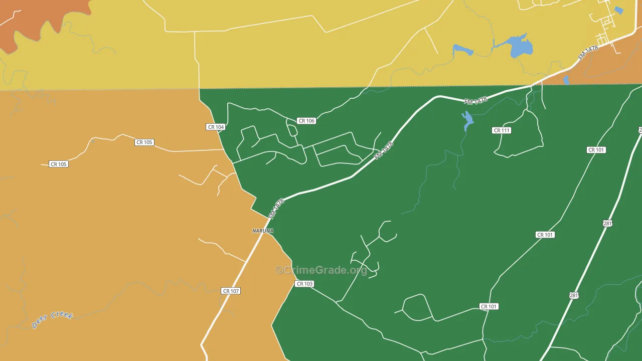 Naruna, TX Map of Burglary Rates