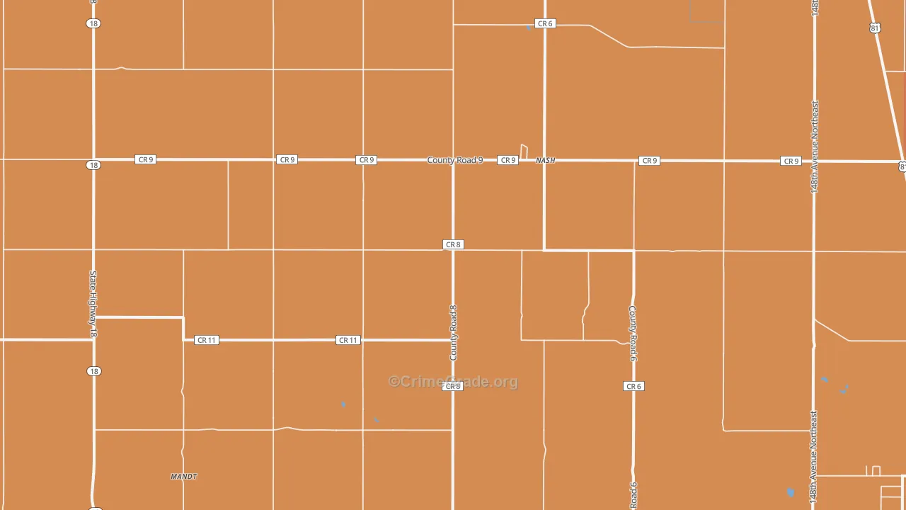 Nash, ND Map of Burglary Rates