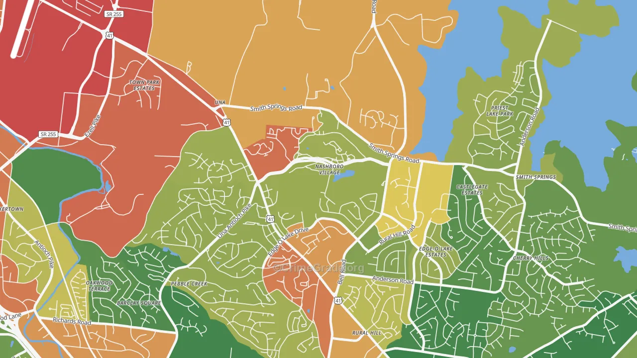 Nashboro Village, Nashville, TN Map of Burglary Rates