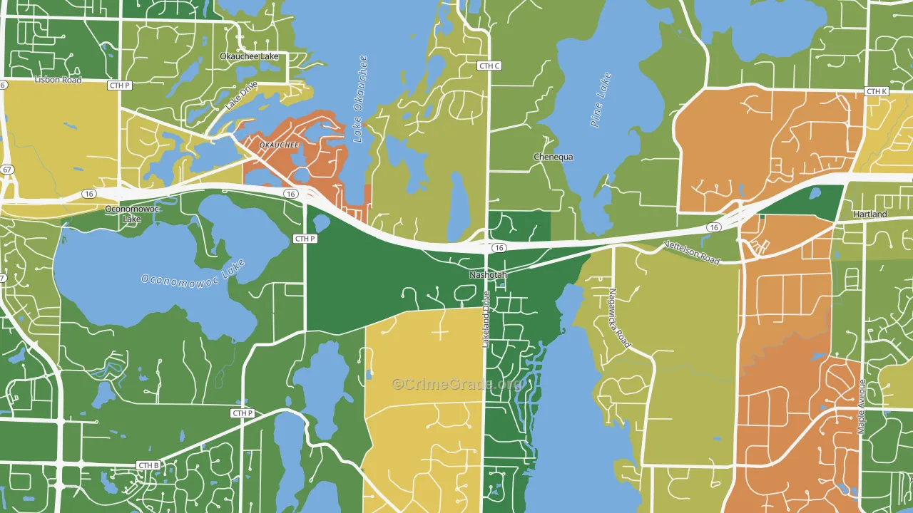 Nashotah, WI Map of Burglary Rates
